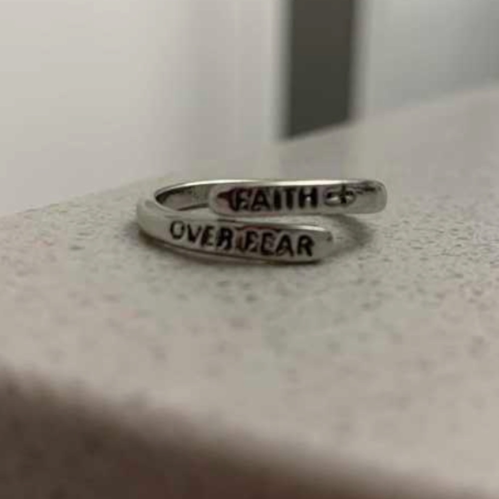 Silver Faith Over Fear Ring